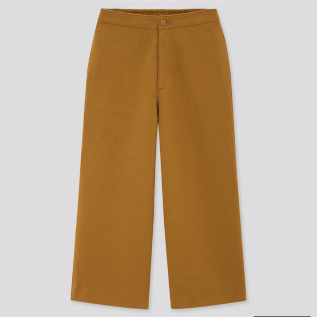 Uniqlo Brown Wide Leg Pants (Category: Jeans) located in Mabalacat. Submitted by cjpacleb (Listing ID 1465406044, Image 1). Description: Uniqlo Wide cropped jersey pants Small on tag Waist 26-28 Length 32 Excellent condition Pampanga pwede po VC for proof of Legitimacy Via J&T.