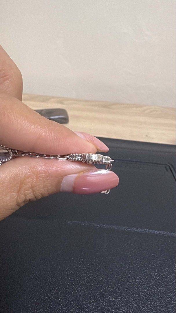 Van Cleef & Arpels Alhambra 18k White Gold Bracelet (Category: Necklaces) located in Pasig City. Submitted by rowie_08 (Listing ID 1465512489, Image 2). Description: - Authentic Van Cleef & Arpels Alhambra Bracelet -18k White Gold 14 grams - Features engraved serial numbers near the clasps - Timeless design, perfect for layering or wearing separately -needs tubog if OC kaya mababa napo price -this is hk setting mirror copy -7 1/2 inch issue: clas