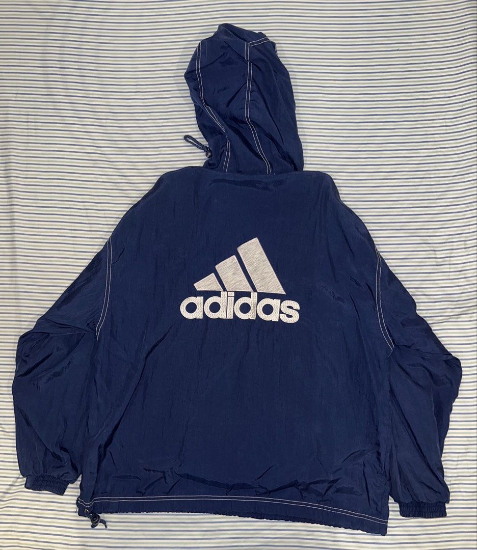 Vintage Adidas Blue Windbreaker (Category: Coats, Jackets and Outerwear) located in Manila. Submitted by ethan_rois (Listing ID 1465545110, Image 3). Description: RFS: DECLUTTERING • all photos are mine • 1-day Reservation Only • No Refund/ No return • j&t, lbc, or lalamove courier only • gcash or bank transfer only.