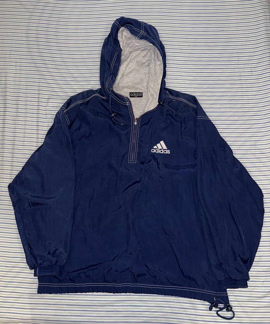 Vintage Adidas Blue Windbreaker (Category: Coats, Jackets and Outerwear) located in Manila. Submitted by ethan_rois (Listing ID 1465545110, Image 2). Description: RFS: DECLUTTERING • all photos are mine • 1-day Reservation Only • No Refund/ No return • j&t, lbc, or lalamove courier only • gcash or bank transfer only.