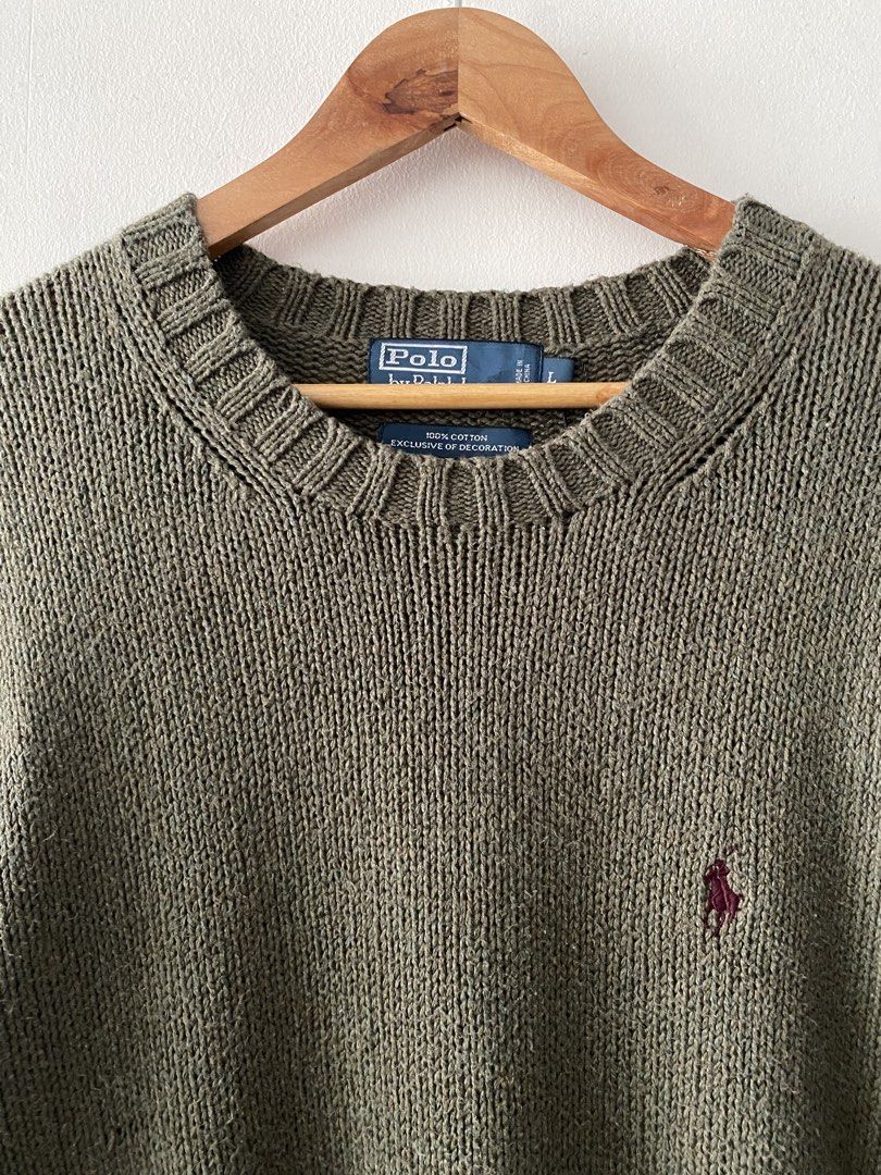 Vintage RL Army Green Basic Logo Knitted Sweater (Category: Coats, Jackets and Outerwear) located in Quezon City. Submitted by rlphvncntbs (Listing ID 1465468172, Image 2). Description: Vintage RL Army Green Basic Logo Knitted Sweater Size: Large Measurements: 23" x 27.5" Excellent Condition ₱3,000 + SF (Negotiable).