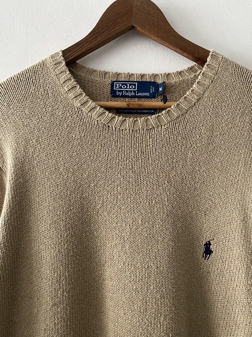 Vintage RL Camel Brown Basic Logo Knitted Sweater (Category: Coats, Jackets and Outerwear) located in Quezon City. Submitted by rlphvncntbs (Listing ID 1465468931, Image 2). Description: Vintage RL Camel Brown Basic Logo Knitted Sweater Size: Medium on Tag, Can Also Fit to Boxy Large Measurements: 23" x 26" Excellent Condition ₱3,000 + SF (Negotiable).