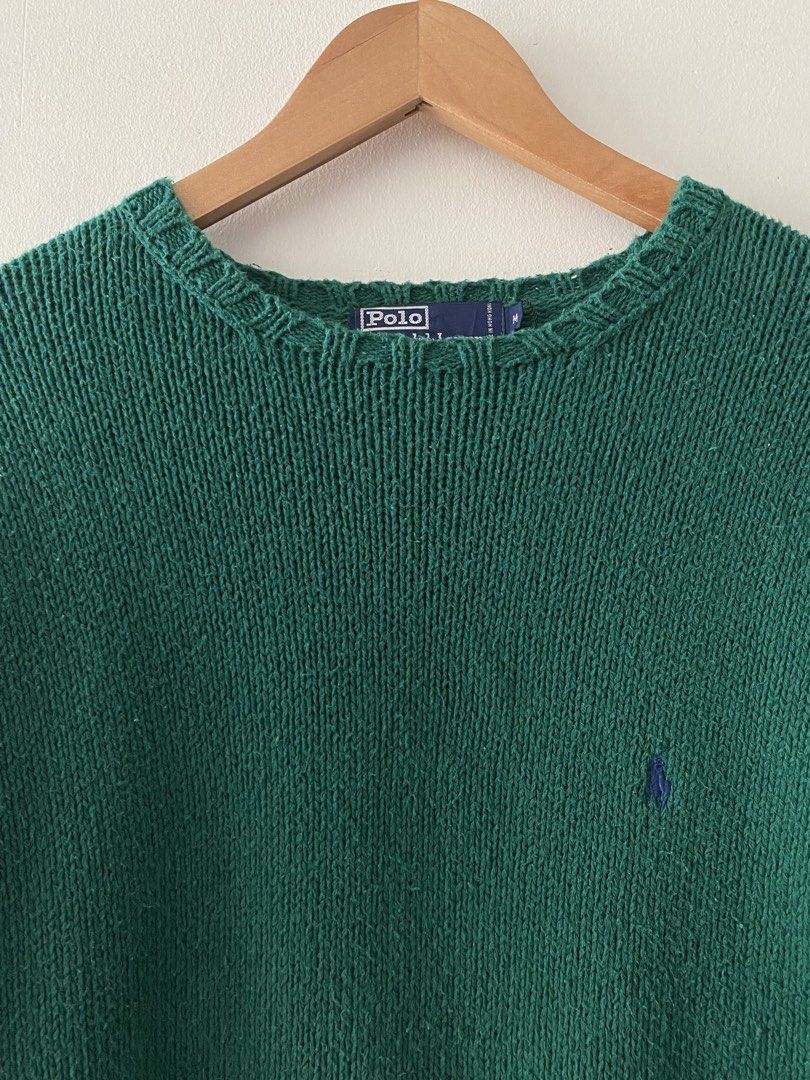Vintage RL Green Basic Logo Knitted Sweater (Category: Coats, Jackets and Outerwear) located in Quezon City. Submitted by rlphvncntbs (Listing ID 1465467913, Image 2). Description: Vintage RL Green Basic Logo Knitted Sweater Size: Medium on Tag, Fits Boxy Large Measurements: 23" x 27.5" Excellent Condition ₱3,000 + SF (Negotiable).