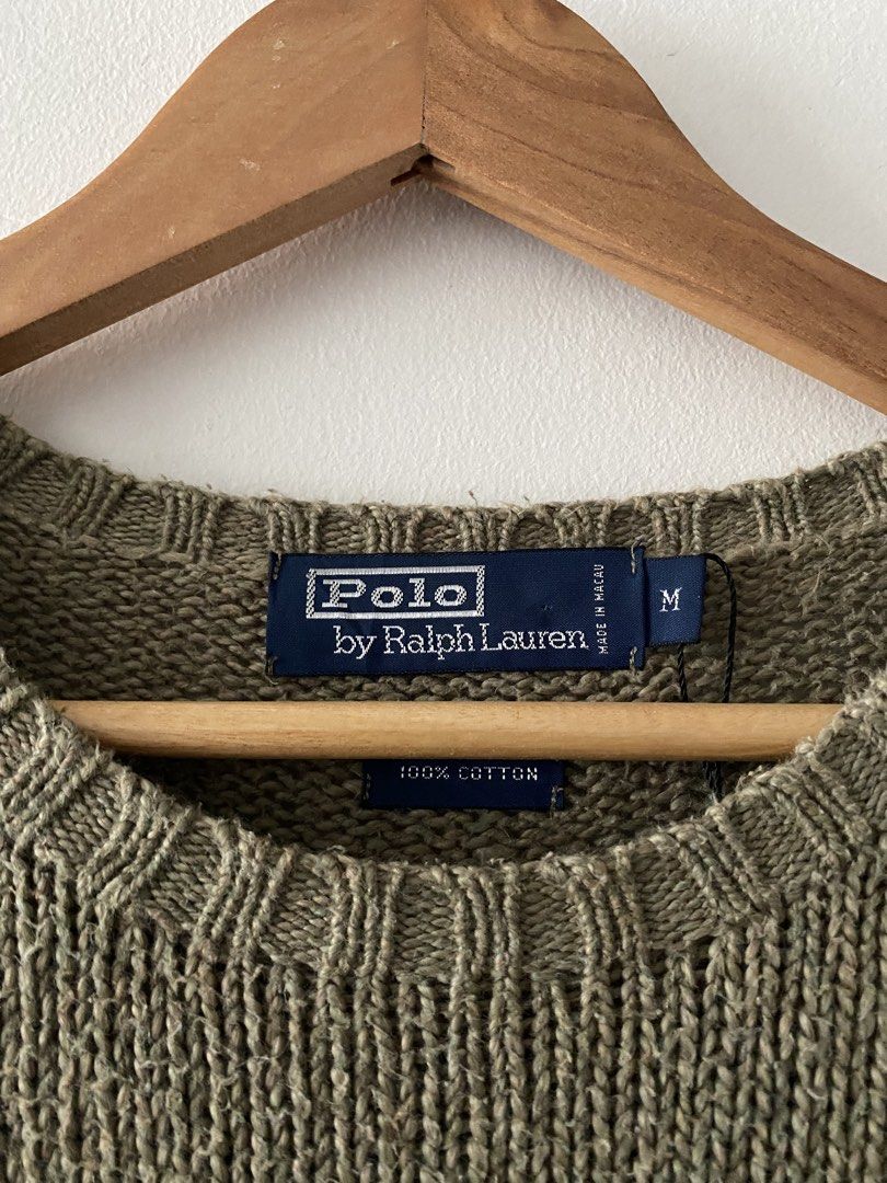 Vintage RL Khaki Basic Logo Knitted Sweater (Category: Coats, Jackets and Outerwear) located in Quezon City. Submitted by rlphvncntbs (Listing ID 1465468678, Image 3). Description: Vintage RL Khaki Basic Logo Knitted Sweater Size: Medium on Tag, Can Also Fit to Boxy Large Measurements: 23" x 26" Excellent Condition ₱3,000 + SF (Negotiable).