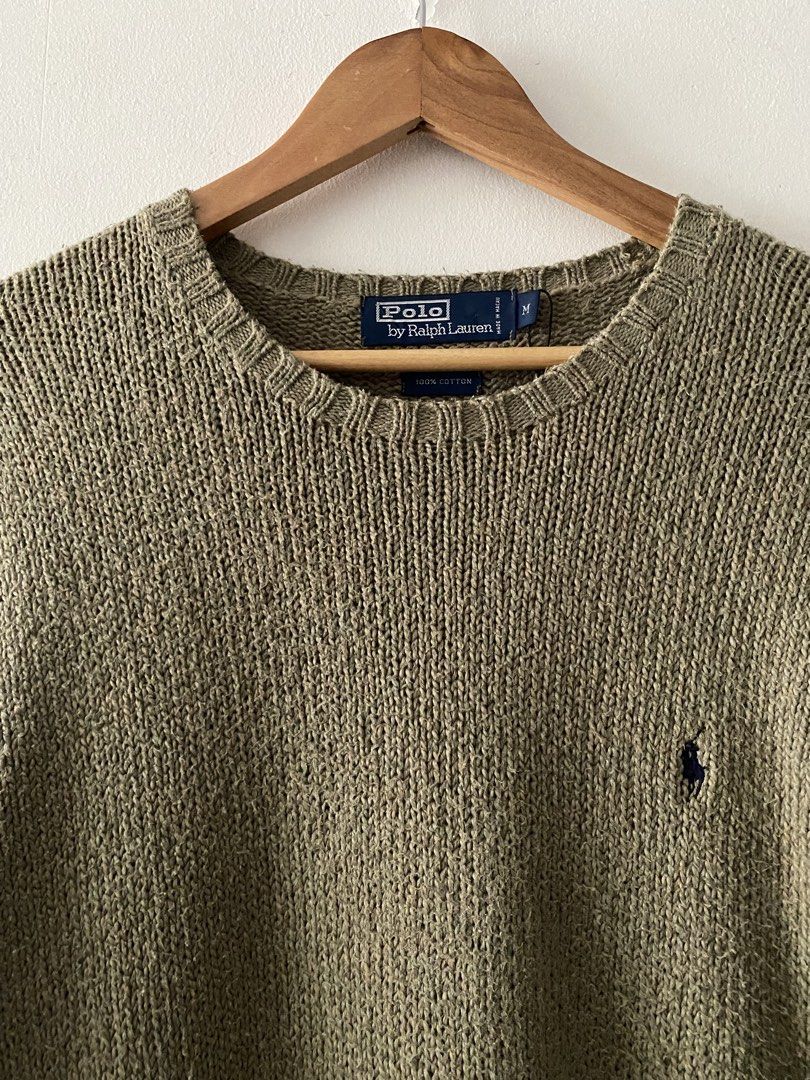 Vintage RL Khaki Basic Logo Knitted Sweater (Category: Coats, Jackets and Outerwear) located in Quezon City. Submitted by rlphvncntbs (Listing ID 1465468678, Image 2). Description: Vintage RL Khaki Basic Logo Knitted Sweater Size: Medium on Tag, Can Also Fit to Boxy Large Measurements: 23" x 26" Excellent Condition ₱3,000 + SF (Negotiable).