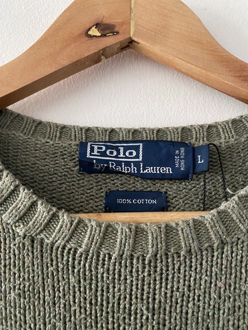 Vintage RL Moss Green Basic Logo Knitted Sweater (Category: Coats, Jackets and Outerwear) located in Quezon City. Submitted by rlphvncntbs (Listing ID 1465468393, Image 3). Description: Vintage RL Moss Green Basic Logo Knitted Sweater Size: Large Measurements: 22.5" x 26" Excellent Condition ₱3,000 + SF (Negotiable).