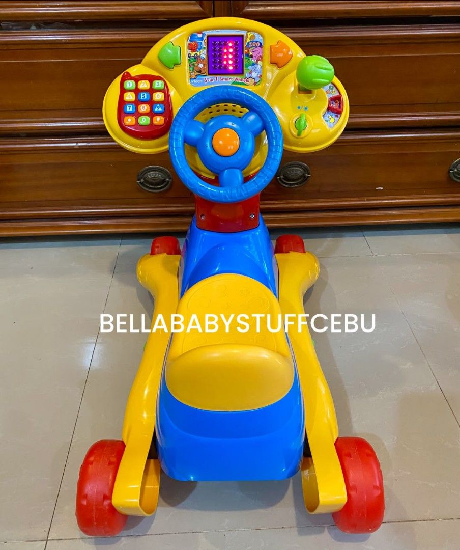 vtech 3 in 1 Smart Wheels (Category: Infant Playtime) located in Cebu City. Submitted by bellababystuffcebu (Listing ID 1465523029, Image 3). Description: vtech 3 in 1 Smart Wheels Preloved in Like New condition SRP: 4999 Selling Low Please click link for video reference https://fb.watch/v/bvSrMAggR/? We ship Nationwide! PICK UP TALISAY, Cebu DELIVERY | SHIPPING BUYERS EXPENSE COD AVAILABLE via Grab Lalamove Maxim. Buyer will book for COD Payment