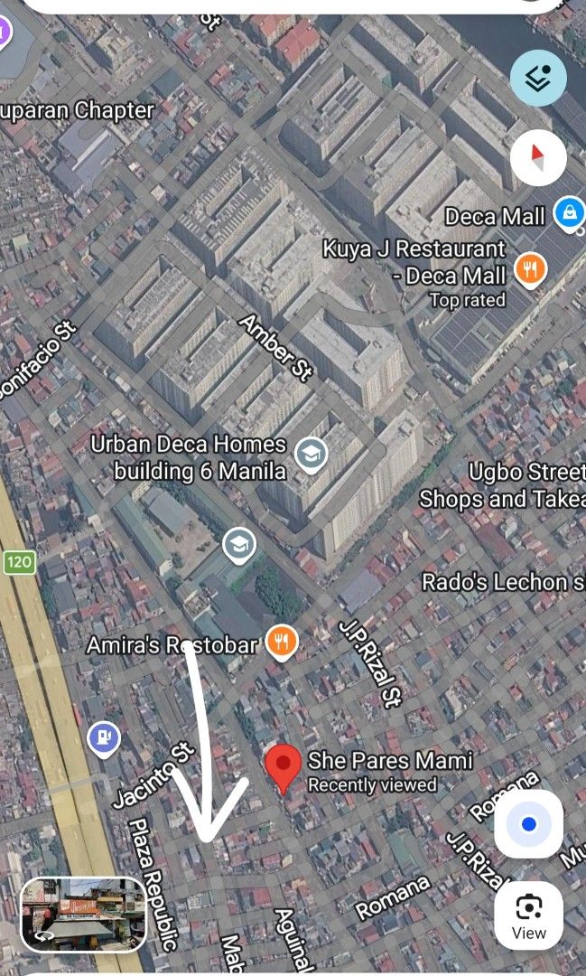 walking distance to Deca Mall Route Map Navigation (Category: House & Lot) located in Manila. Submitted by catherinep82284 (Listing ID 1465534068, Image 2). Description: - Route: From Kofi Tita to Deca Mall - Distance: Approx. 750 meters - Travel Time: Roughly 5 minutes - Path: Clear routing via local streets.