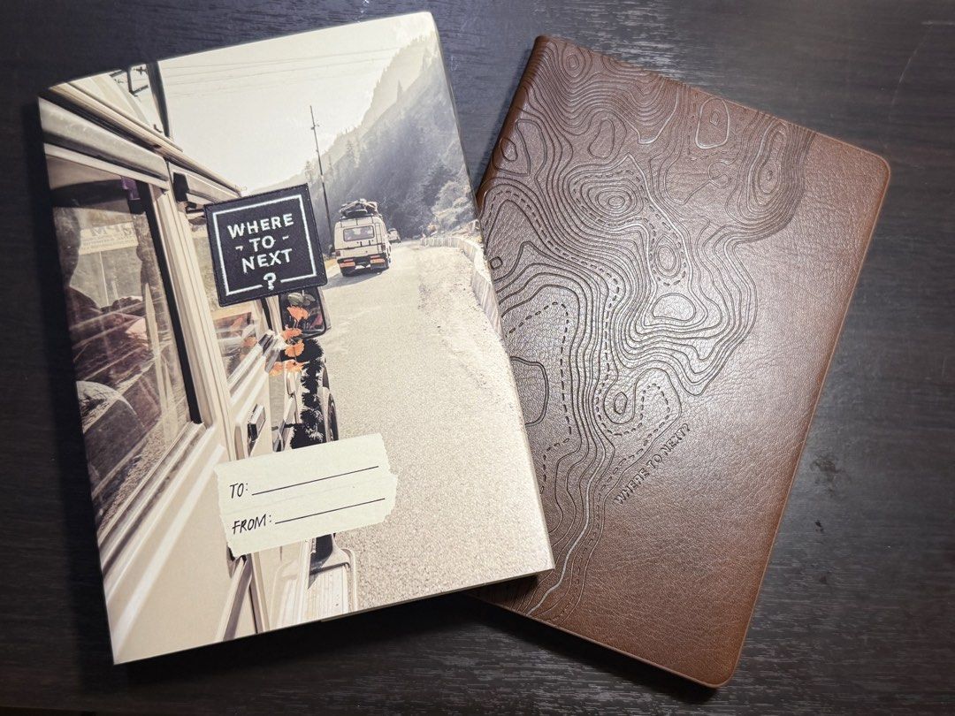 Where To Next Planner Embracing Detours (Category: Stationery & School Supplies) located in Manila. Submitted by seamsmeup9.9 (Listing ID 1465533482, Image 1). Description: - Where To Next planner with brown faux leather topo cover and sleeve - Includes 2023/2024 calendars, dateless monthly/weekly pages, budget planner, mood tracker, world map, and 11 inspiring stories - Purpose-driven: Part of proceeds fund Aeta communities in Zambales, PH.