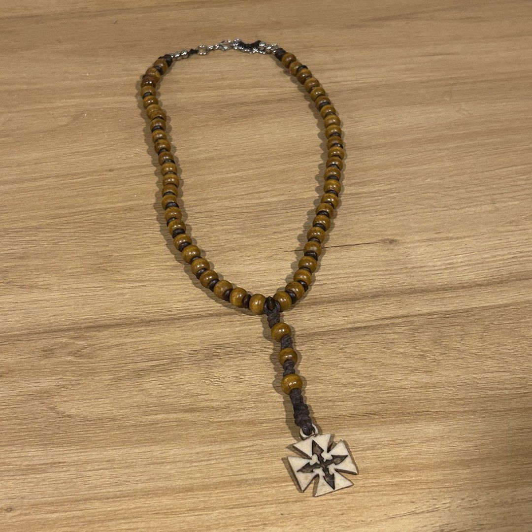 Wooden cross beaded necklace (Category: Jewelry) located in Manila. Submitted by sophialeigh (Listing ID 1465521039, Image 1). Description: handmade jewelry - adjustable 🏷️ alt y2k beads chainmail accessories gothic .