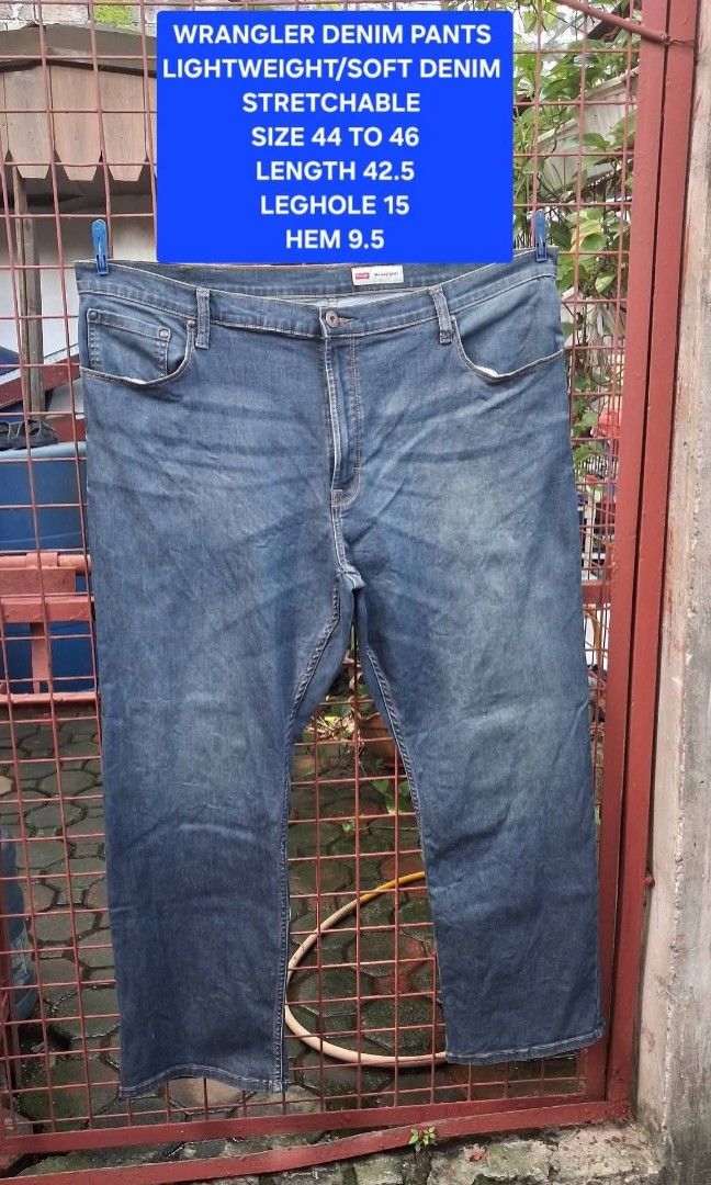 WRANGLER PANTS 44 TO 46 (Category: Jeans) located in Paranaque City. Submitted by dennis_580 (Listing ID 1465387603, Image 1). Description: WRANGLER SOFT DENIM PANTS WASHED STRETCHABLE SIZE 44 TO 46 PM FOR INTERESTED.