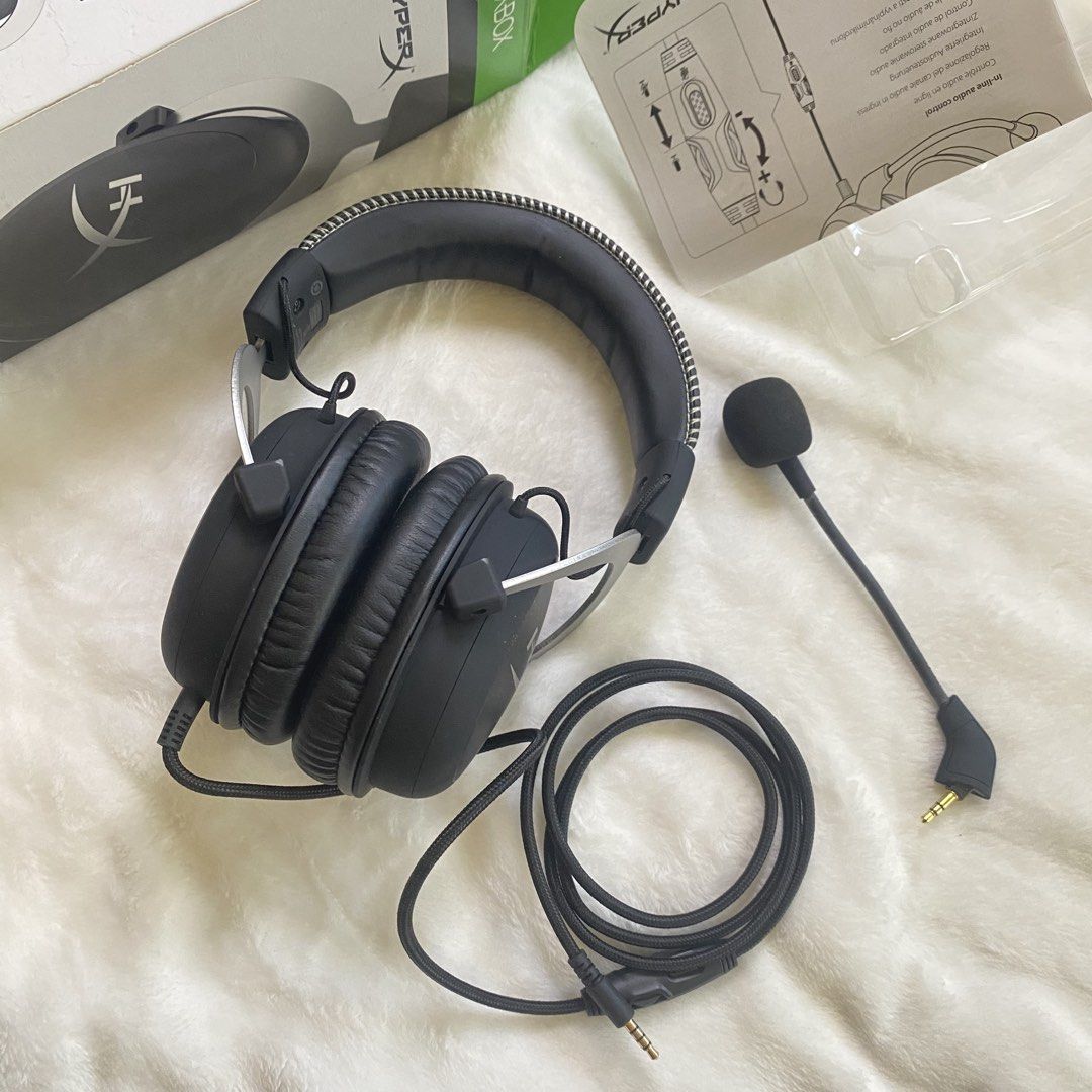 Xbox hyperX cloudX gaming headset (Category: Headphones & Headsets) located in Digos. Submitted by marianfinds (Listing ID 1465439703, Image 1). Description: Untested✨ With complete box, manual, and Game Pass trial card ⚠️ Untested item – selling as is ✅ 100% Memory Foam – super comfy kahit long gaming hours ✅ Durable Aluminum Frame – matibay at premium feel ✅ In-line Audio Control – may volume at mic mute switch ✅ Noise Cancellation Mic – malina