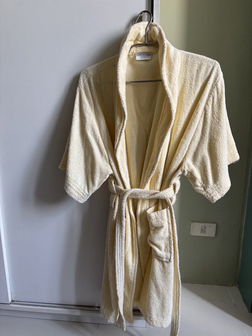 Yellow Bathrob (Category: Undergarments & Loungewear) located in Quezon City. Submitted by saveproject (Listing ID 1465388049, Image 1). Description: bathrobe with a shawl collar, pocket and belt. Rarely used..