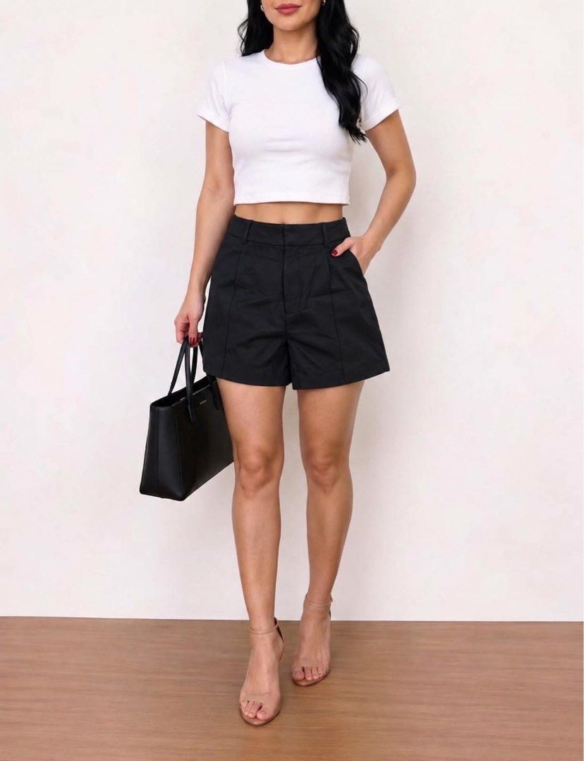 Zara Basic Black Tailored Shorts Size S (Category: Shorts) located in Cabanatuan. Submitted by tal_0000 (Listing ID 1464974228, Image 1). Description: - Brand/Model: Zara Basic tailored shorts - Color: black - Size: S (fits true to standard small) - Details: High-waist cut, front pleats, belt loops, structured look.