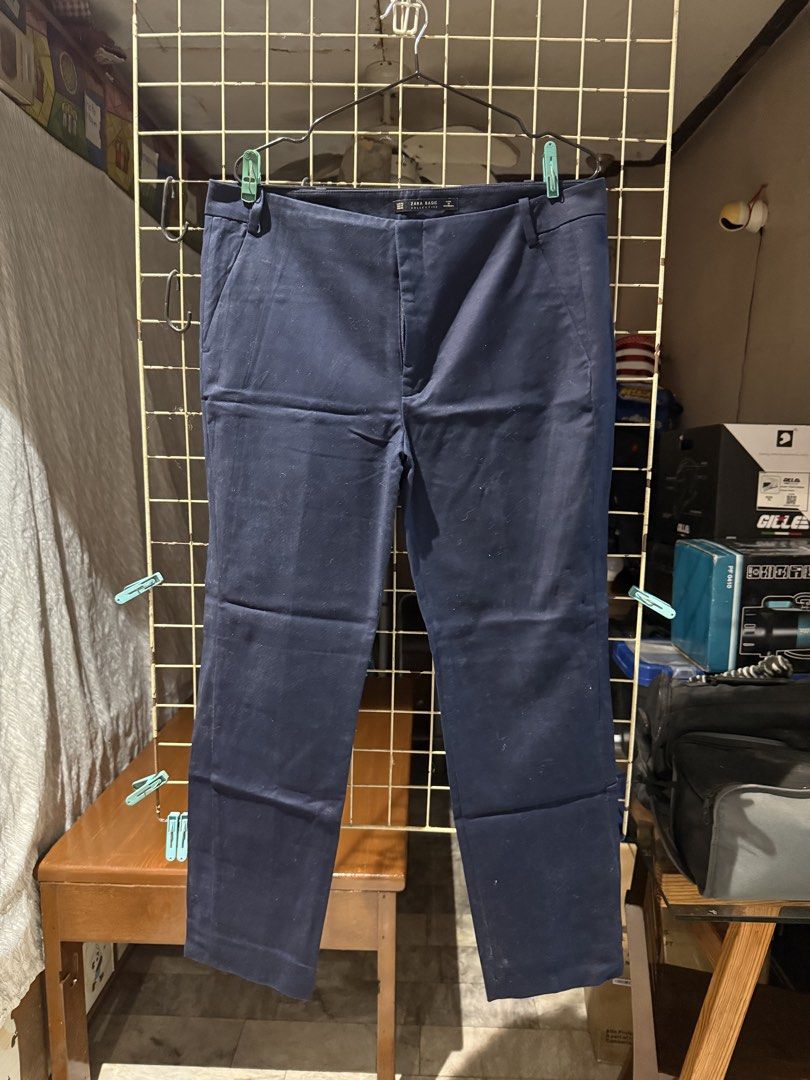 Zara Basic Collection Navy Blue Pants Size EUR 42 (Category: Other Bottoms) located in Quezon City. Submitted by nsseller (Listing ID 1465504653, Image 1). Description: - Brand: Zara Basic Collection - Color: Navy Blue - Size: EUR 42, USA 10, MEX 32 (Standard sizing) - Style: Mid-rise waist with standard pockets - Origin: Made in Indonesia - Condition/Use: Clean design, ideal for office wear or smart casual outings.