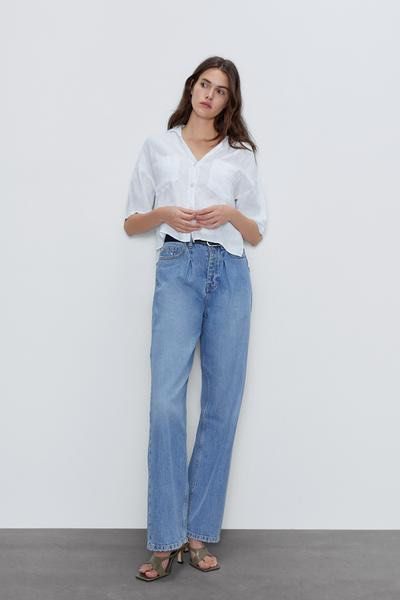 ZARA Cropped Linen Shirt (Category: Blouses) located in Makati City. Submitted by zclutters (Listing ID 1465530642, Image 1). Description: .