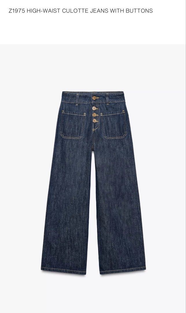 Zara High-waist Cullot Jeans (Category: Jeans) located in Olongapo. Submitted by aemax.cgtrading (Listing ID 1465457076, Image 1). Description: Length: 37.5” Soft denim Bought in Zara app.