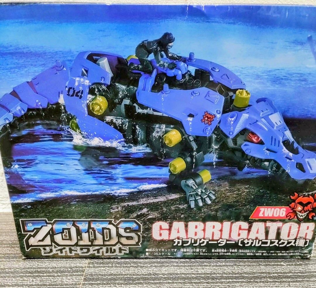 Zoids Wild ZW06 Gabrigator Sarcosuchus Model Kit (Category: Gundam & Model Kits) located in Caloocan City. Submitted by jark_moonshop (Listing ID 1465487781, Image 1). Description: - Item: Zoids Wild ZW06 Gabrigator - Condition: Brand new, unbuilt kit inside original box - Species: Sarcosuchus type - Scale: 1/35 building kit - Features: Striking blue and black color scheme with included rider figure - Perfect for: Zoids collectors and model kit e