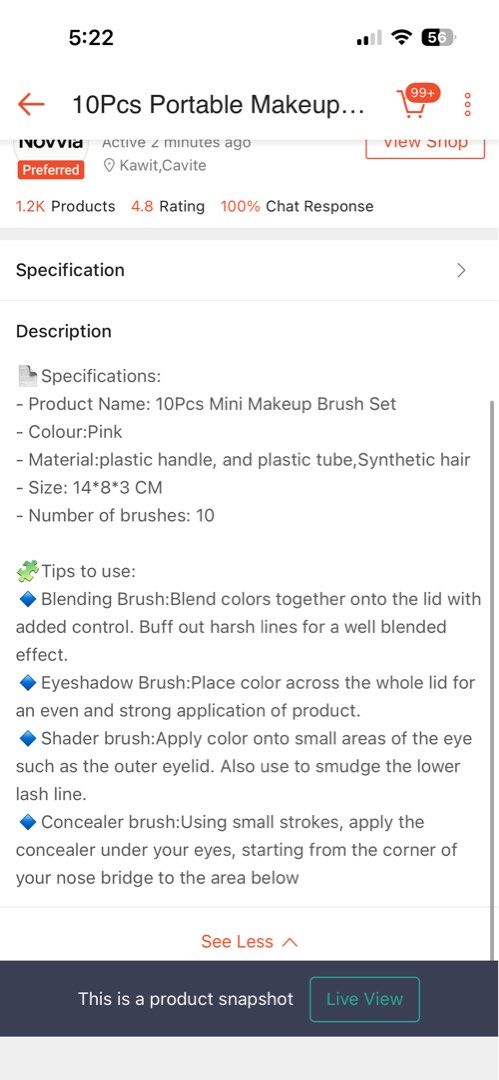 10 Pcs Portable Pink Makeup Brush Set with Case (Category: Makeup) located in Quezon City. Submitted by openfortrades (Listing ID 1469247455, Image 2). Description: RFS: accidentally bought 2 of these - Brand new and unopened in original packaging - Complete 10-piece mini brush set in a cute matching pink color - Includes face brushes, eyeshadow brushes, blending brushes, and a spoolie - Soft synthetic hair with durable plastic handles and metal 
