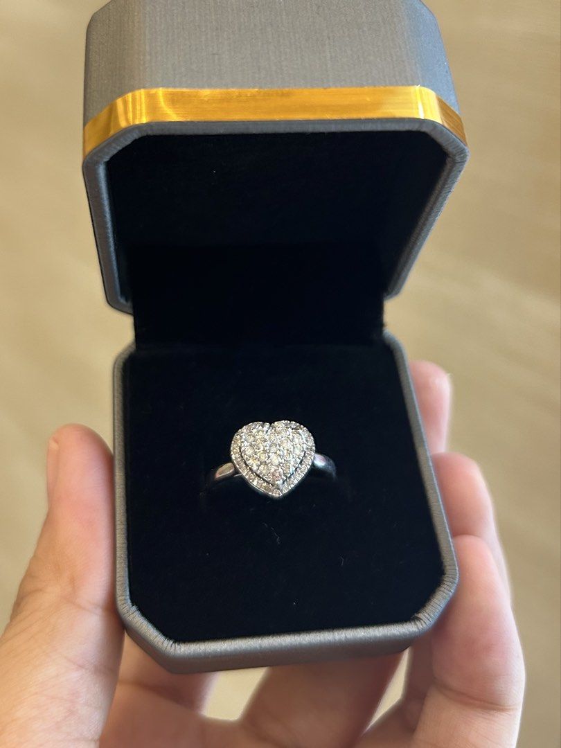 14k gold diamond heart ring (Category: Body Jewelry) located in San Juan City. Submitted by bettyonnng (Listing ID 1469174729, Image 1). Description: 14k gold diamond ring 2g Size 7 1.50 carat Selling for only 23k due to minimal flaws sa last pic Dm for sure buyer.