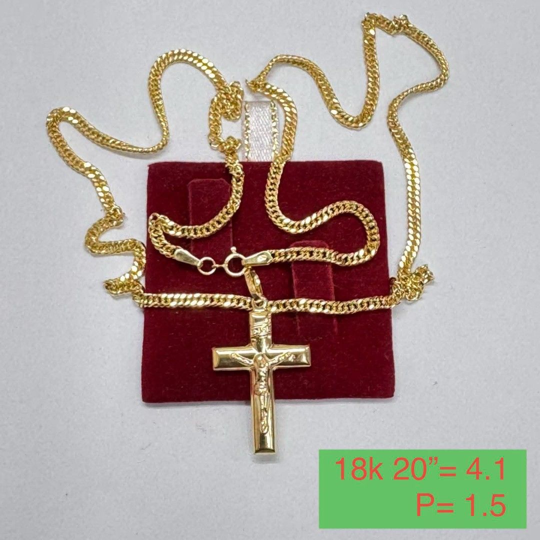 18k Saudi gold cross necklace (Category: Necklaces) located in Manila. Submitted by bhelgoldseller2ndaccount (Listing ID 1469175467, Image 2). Description: New!!✨New!!✨New!! Authentic 18k Saudi Golds 💯pawnable/naisasanla 💯with high appraisal rate 💯good investment 💯Direct supplier price 👉OPEN for resellers 🌺please take time to evaluate their actual sizes and grams 👉Best panggift for all occasions ✅ Sold per grams not per piece Kya lowest pr