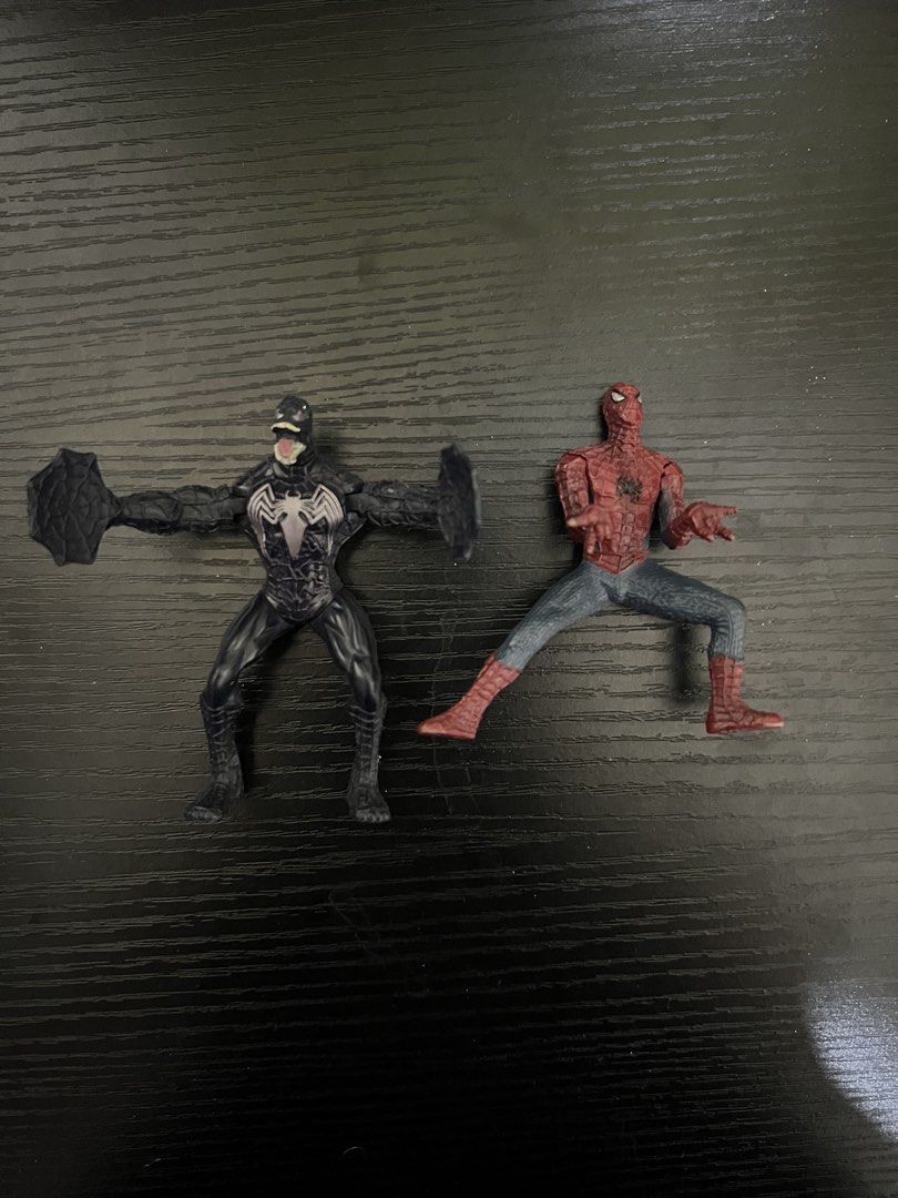 2007 Spider-Man and Venom 4 Inch Action Figures Set (Category: Figurines & Statues) located in Manila. Submitted by shoptoji (Listing ID 1469284122, Image 1). Description: -WYSIWYG, pm me for more pics - Marvel Spider-Man and Venom 3-inch action figures (sold as a set) - Spider-Man in a dynamic crouching web-shooting pose with minor paint wear on the head - Venom equipped with cool shield-like arm attachments - Detailed paintwork and great qualit