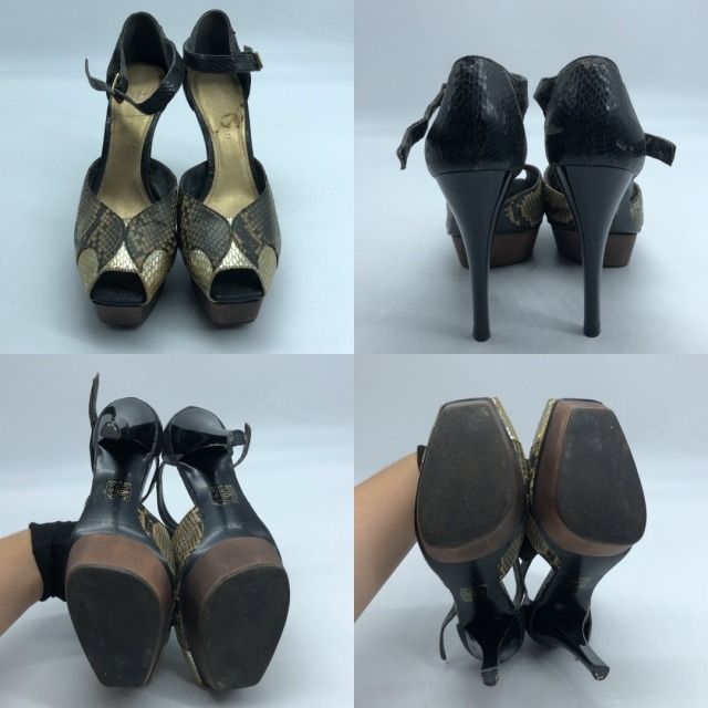 267009012 CHARLES & KEITH SHOES HEELS SNAKE-PRINT PATTERN (Category: Sandals) located in Taguig. Submitted by ecoring.ph (Listing ID 1469217703, Image 2). Description: The body of the heels is scratched, scuffed, stained, has press marks, and shows signs of use. The embossed strap and collar of the heels is scratched, scuffed, stained, dirty, cracked, chipped, peeling, soiled, and shows signs of prolonged storage and heavy use. The inner lining a