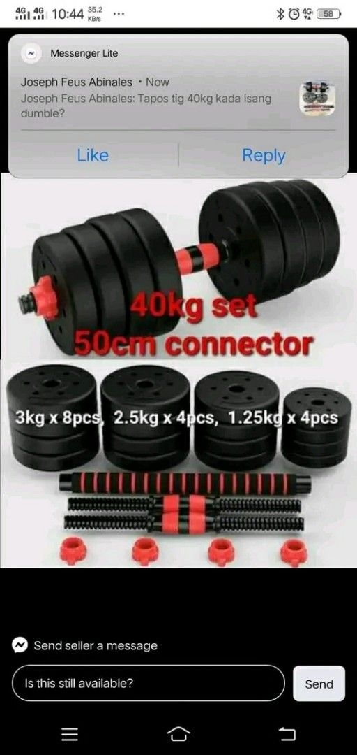 2 in 1 BARBELLS AND DUMBELLS (Category: Weights & Dumbbells) located in Manila. Submitted by wisecat_f7c143 (Listing ID 1469166425, Image 2). Description: Available ! ! ! 2 IN 1 BARBELLS AND DUMBELLS PM ME COD VIA LALAMOVE.