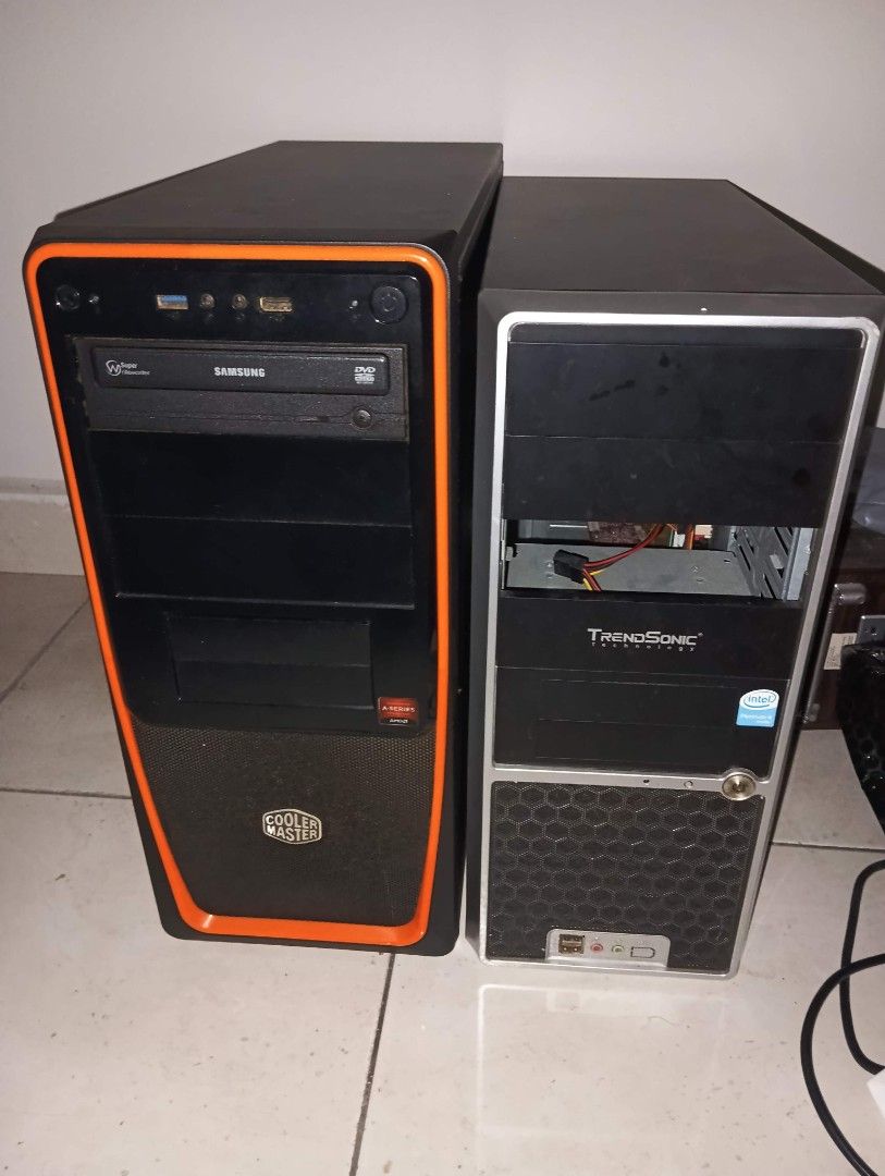 2x working computer (Category: Desktops) located in Ulu Tiram. Submitted by teachhub (Listing ID 1469186962, Image 1). Description: working conditions. good for retro gaming or office refer pic, test working free other items 1. athlon pc, dedicate gpu, 4gb ram, no HDD, can run win10 if ram upgrade 2. core2duo e4400 with i945 mobo use to run win98. dedicate gpu, 4gb ram .