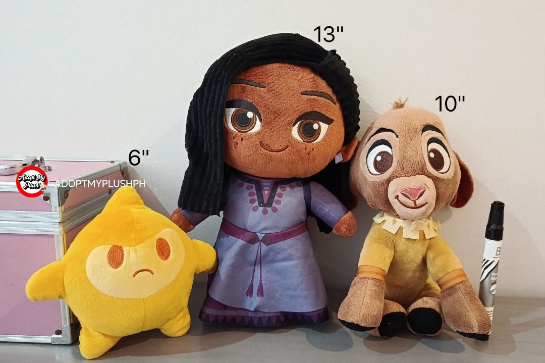 [3] Disney Wish Plush Characters (Category: Plushies & Soft Toys) located in Taguig. Submitted by adopt.my.plush.ph (Listing ID 1469206917, Image 1). Description: Disney Wish featuring: 13" Asha plush by SEGA, a 10" Valentino the baby goat plush by Simba Toys, and a 6" Star (sad/grumpy) plush by SEGA 🚫 No breaking of set.
