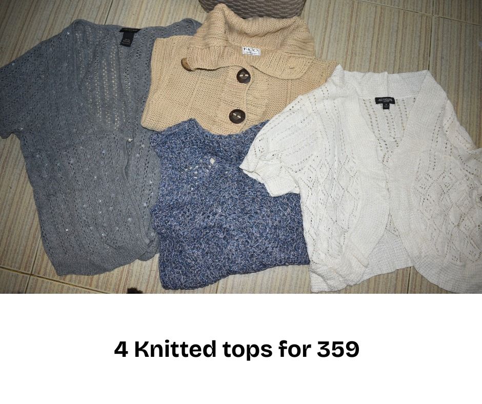 4 Knitted tops bundle (Category: Longsleeves) located in Manila. Submitted by sanmiguelb57034 (Listing ID 1469297418, Image 1). Description: shipping will be shouldered by the customer.