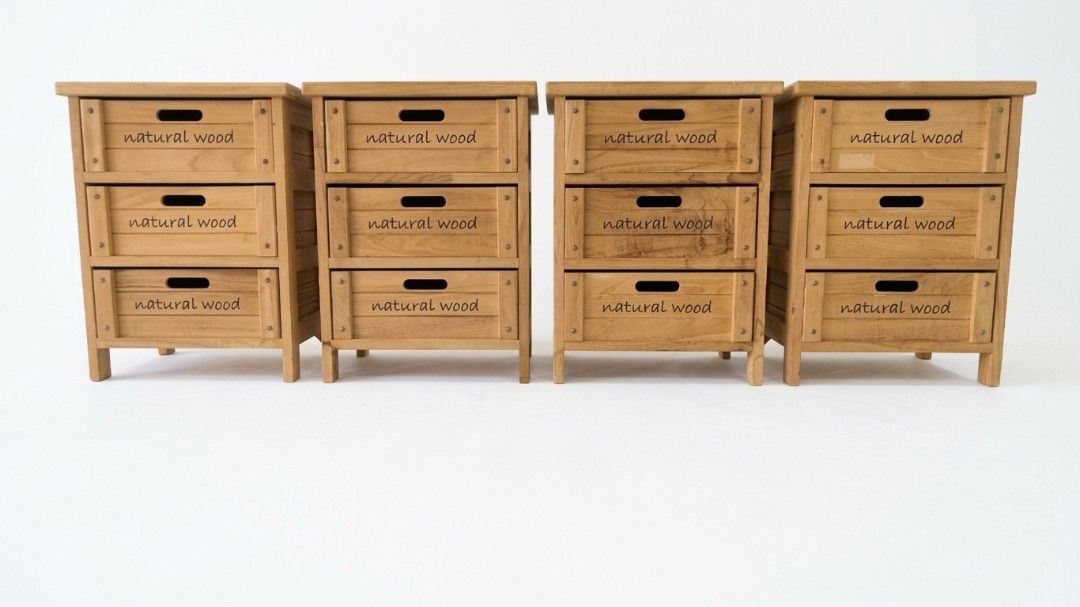 4 pcs available drawers 2500 each (Category: Shelves, Cabinets & Racks) located in Bulacan. Submitted by duncayow (Listing ID 1469289456, Image 1). Description: TWICE NEW FINDS 🤍🤎 4 pcs available wooden drawer 3 layer drawer tile on top Size each ; L 16 W 12 H21 Delivery fee thru Lalamove or Drop and go via victory liner Mode of Payment Gcash Maya Gotymebank Palawanpay Sure takers? DM.
