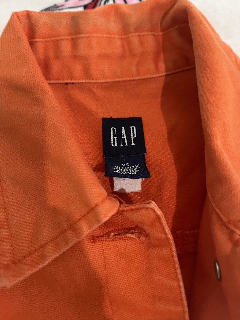 ⋆. 𐙚 ˚ gap denim orange jacket (Category: Coats, Jackets and Outerwear) located in Makati City. Submitted by thezarachives (Listing ID 1469325099, Image 2). Description: .