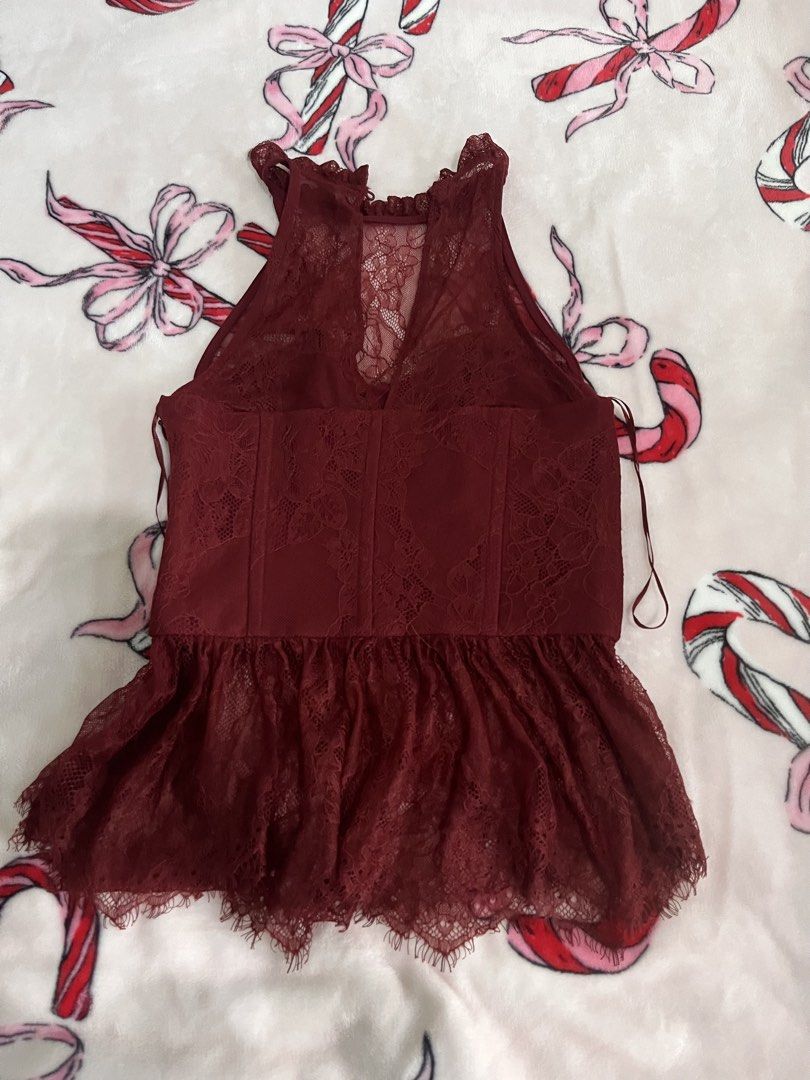 ⋆. 𐙚 ˚ zara red lace top (Category: Sleeveless) located in Makati City. Submitted by thezarachives (Listing ID 1469324797, Image 3). Description: .