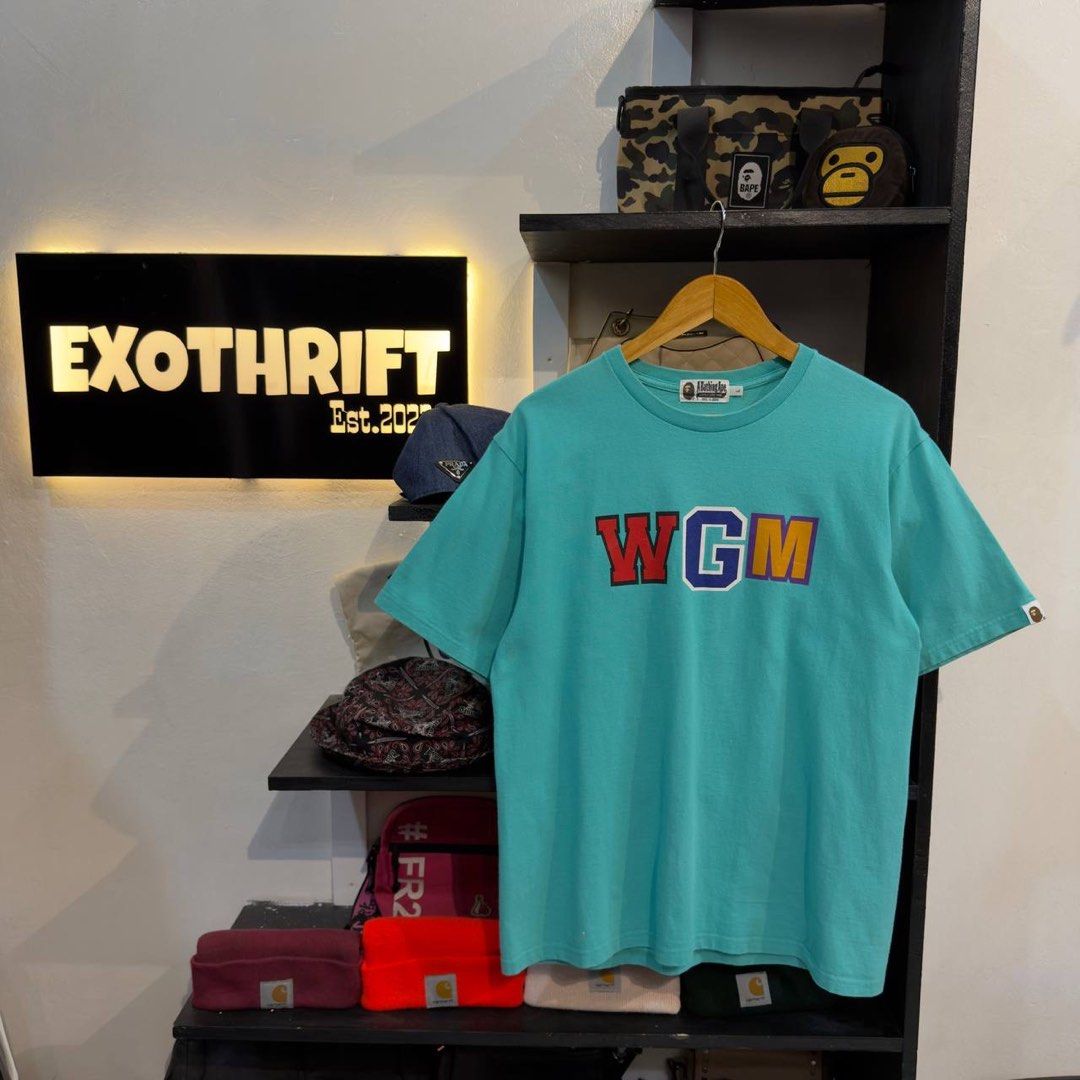 A Bathing Ape WGM Turquoise T-Shirt (Category: Tshirts & Polo Shirts ) located in Manila. Submitted by carbungcoalex (Listing ID 1469332046, Image 1). Description: BAPE SHARK SHIRT 20.5 by 28 Excellent Condition Complete tags 2500 CLAIM.