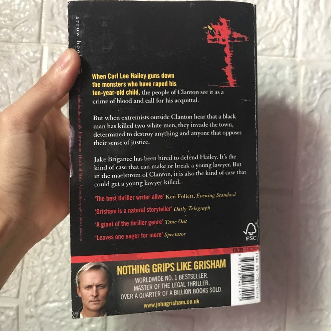 A Time to Kill by John Grisham paperback (Category: Storybooks) located in Pilar. Submitted by dhelsomera20308 (Listing ID 1469217485, Image 3). Description: - Title: A Time to Kill by John Grisham - Edition: Arrow books paperback (Standard fiction size) - Cover: Classic black cover with bold red title text - Perfect for: Mystery and legal thriller fans looking for an affordable read In Mississippi, Carl Lee’s trial for avenging his daughter spar