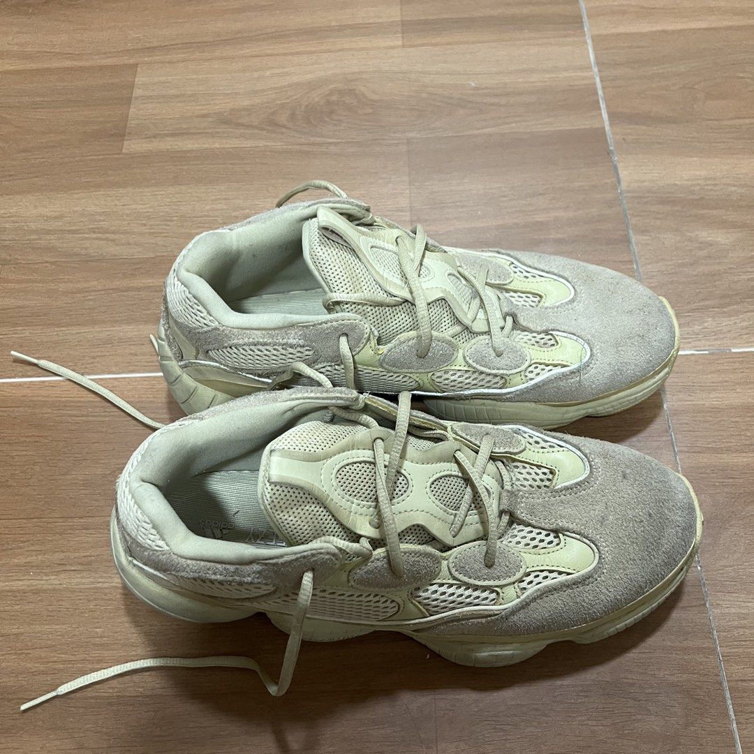 Adidas Yeezy 500 Supermoon Yellow (Category: Sneakers) located in Manila. Submitted by jashenregala (Listing ID 1469168686, Image 2). Description: - Authentic Adidas Yeezy 500 sneakers - Super Moon Yellow colorway with chunky mesh, suede, and leather upper - Comfortable adiPRENE midsole and OrthoLite insoles - Shows normal signs of wear on the midsoles and suede toe boxes - Includes original laces - DM for more photos or meetup options!.