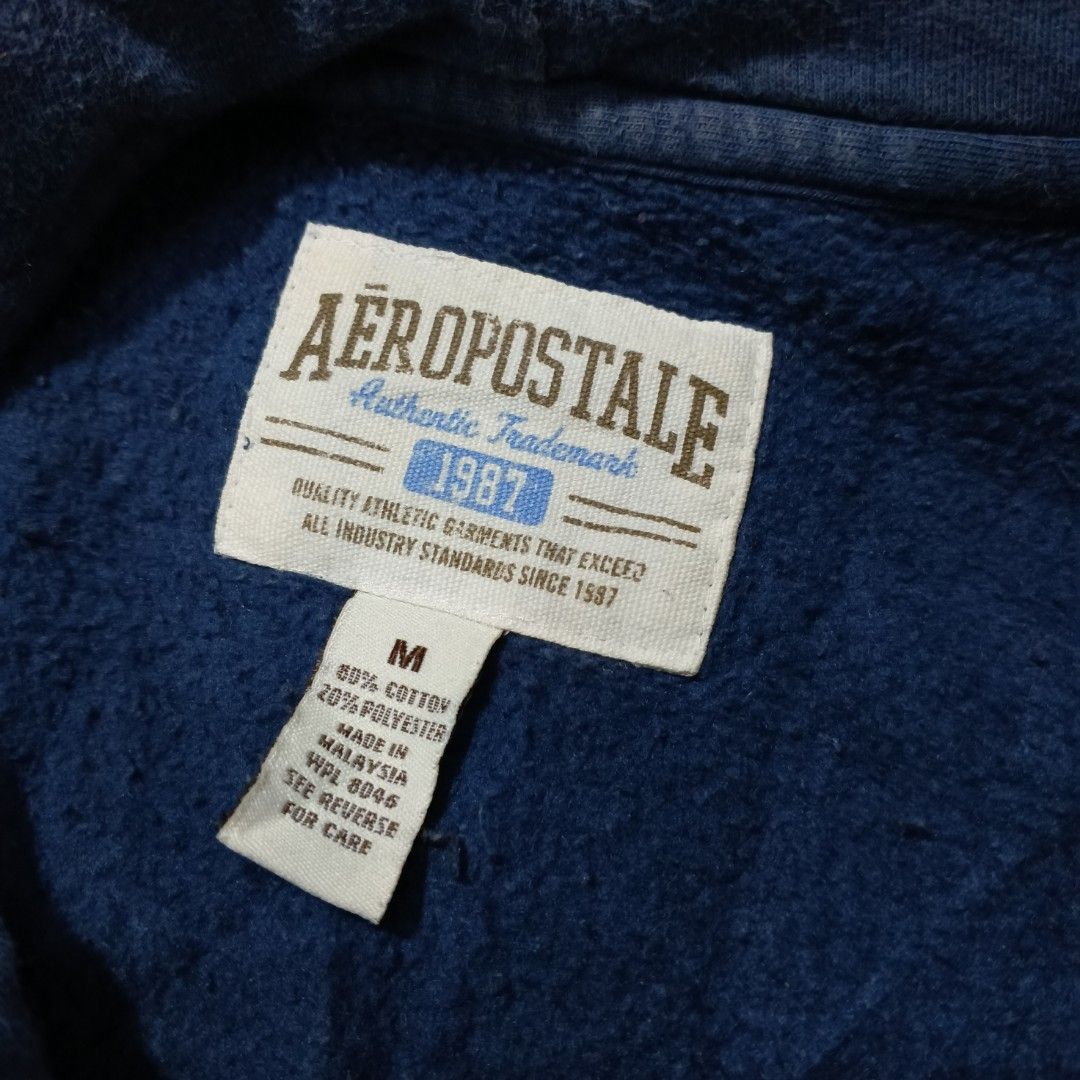 Aeropostale 1987 (Category: Hoodies) located in Pili. Submitted by jevin_ukay (Listing ID 1469181773, Image 3). Description: Medium on tag Width: 23 Length: 30 Color:9/10 flaws check photo Location bicol.