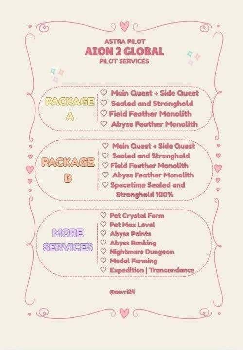 Aion 2 Global Pilot Service ~ (Category: Others) located in Manila. Submitted by aevri24 (Listing ID 1469228859, Image 1). Description: ⚔︎ 𝖠𝖲𝖳𝖱𝖠 𝖯𝖨𝖫𝖮𝖳 — 𝖠𝖨𝖮𝖭 2 𝖦𝖫𝖮𝖡𝖠𝖫 𝖯𝖨𝖫𝖮𝖳 𝖲𝖤𝖱𝖵𝖨𝖢𝖤𝖲 ⚔︎ Discord: aevri24 ⚡ RESET IS TOMORROW! Have you booked your slot yet? Busy with work, school, or real life? Don’t let your progression fall behind! Let our trusted pilots handle the daily grind while you focus on what matters. 😉 🖈 