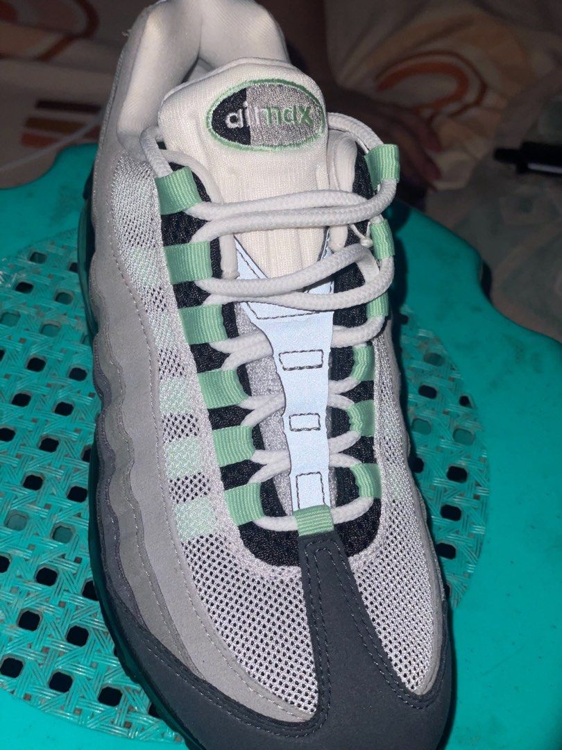 Air Max 95 FRESH MINT (Green and black) (Category: Casual Shoes) located in Manila. Submitted by sophiicru (Listing ID 1469353190, Image 3). Description: This item is for sale due to its wrong size and also unable for the owner to use. Size 7 WOMENS Contact me for details 09278308861.