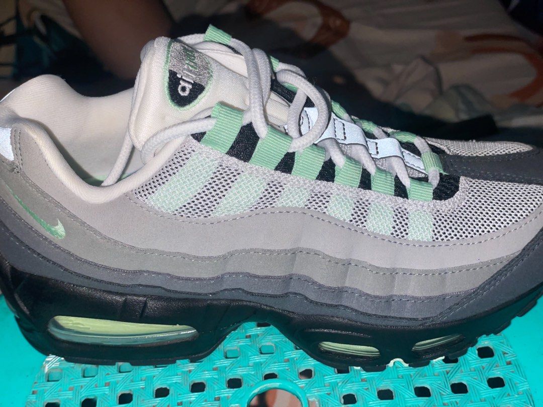 Air Max 95 FRESH MINT (Green and black) (Category: Casual Shoes) located in Manila. Submitted by sophiicru (Listing ID 1469353190, Image 2). Description: This item is for sale due to its wrong size and also unable for the owner to use. Size 7 WOMENS Contact me for details 09278308861.