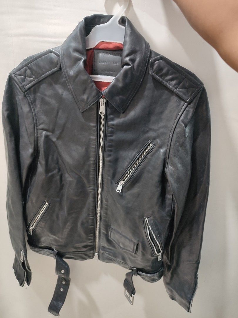 AllSaints Leather Biker Jacket Extra Small (Category: Coats, Jackets and Outerwear) located in Puerto Princesa. Submitted by thriftedsoulsy2k (Listing ID 1469169495, Image 1). Description: - Brand/Model: AllSaints Black Leather Biker Jacket - Size: Extra Small (XS) - Style: Classic moto design with smooth leather finish - Hardware: Silver-tone hardware with asymmetrical zip closure - Details: Shoulder epaulets, multiple zipped pockets, and a buck