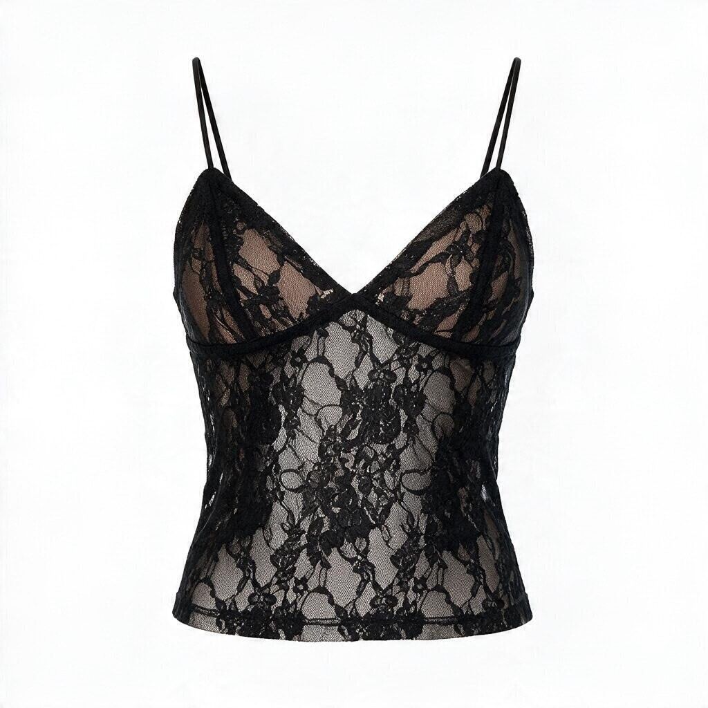 Aloruh Black Lace Cami Top (Category: Sleeveless) located in Batangas. Submitted by wearmegals (Listing ID 1469189087, Image 1). Description: perfect for XS - SMALL.