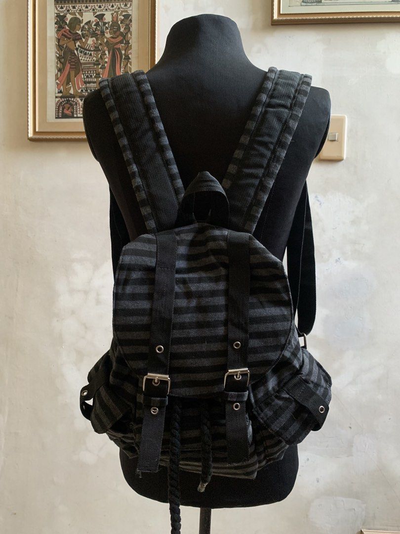 ALT PUNK GRUNGE ROCK BLACK GREY STRIPE BACKPACK (Category: Backpacks) located in Tarlac. Submitted by thrice.closet (Listing ID 1469387301, Image 1). Description: last photo for reference only.
