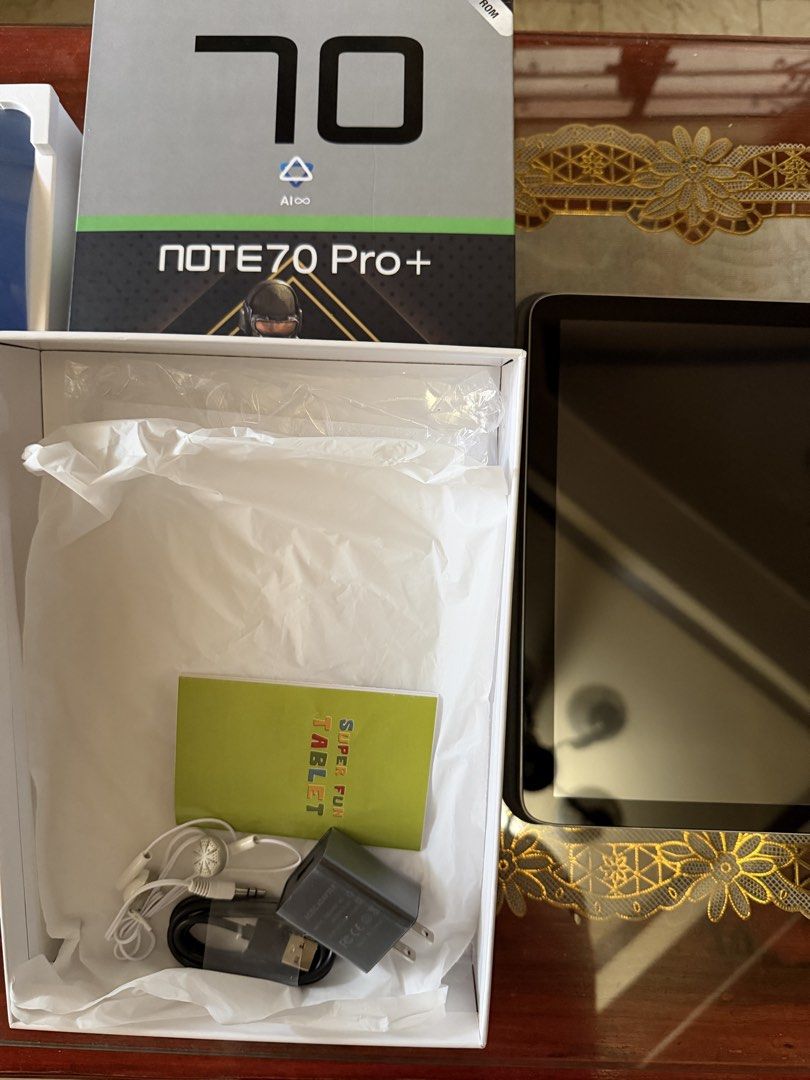 Android Tablet (Category: Android) located in Taguig. Submitted by kyliuh_ (Listing ID 1469177488, Image 1). Description: - Brand: BeyiSoon - Model: NOTE70 Pro+ - Color: Silver - Storage: 1TB ROM / 16GB RAM - Battery: 7000mAh with Type-C Fast Charge - Inclusions: Complete set with box, charger, earphones (All unused) - Condition: Excellent With free Airpods.