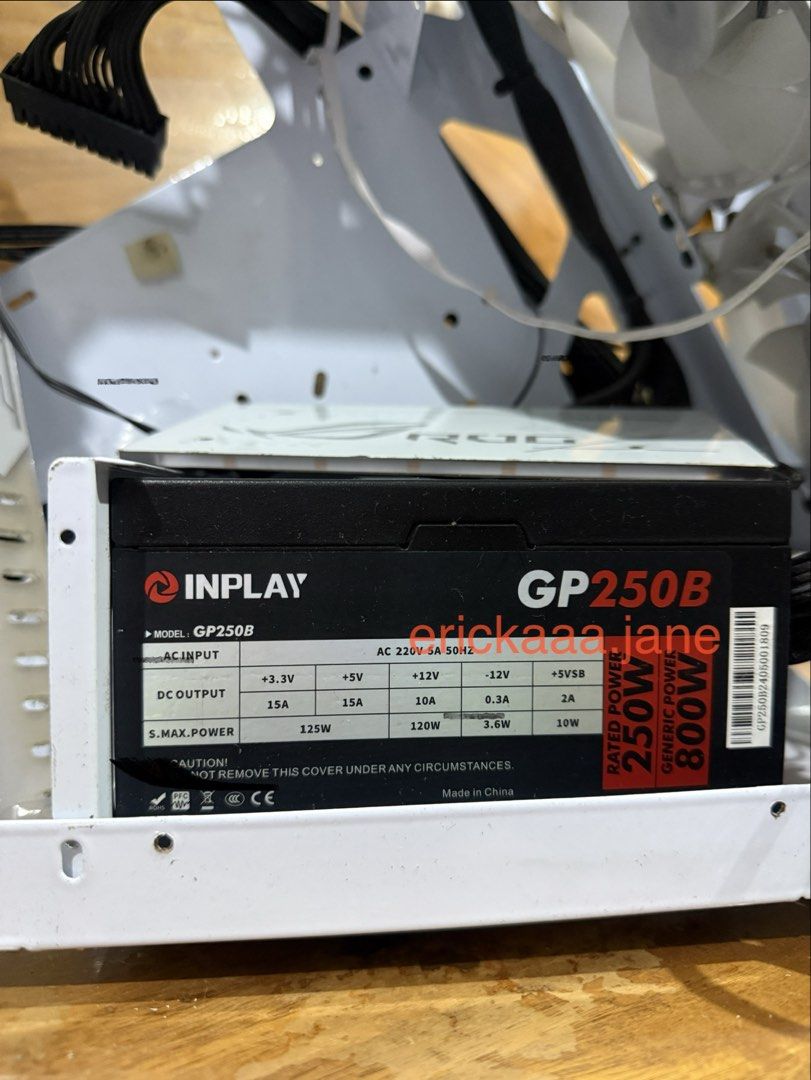 APC UPS and INPLAY PSU with RGB ROG case (Category: Computer Parts) located in Batangas. Submitted by eckaaa.finds (Listing ID 1469314809, Image 2). Description: ❗️Read this carefully before inquiring❗️ ₱ 2,500 Selling used APC UPS and INPLAY PSU with ROG RGB White Case *Please check all the posted photos for details. 📍Sto. Tomas City, Batangas.