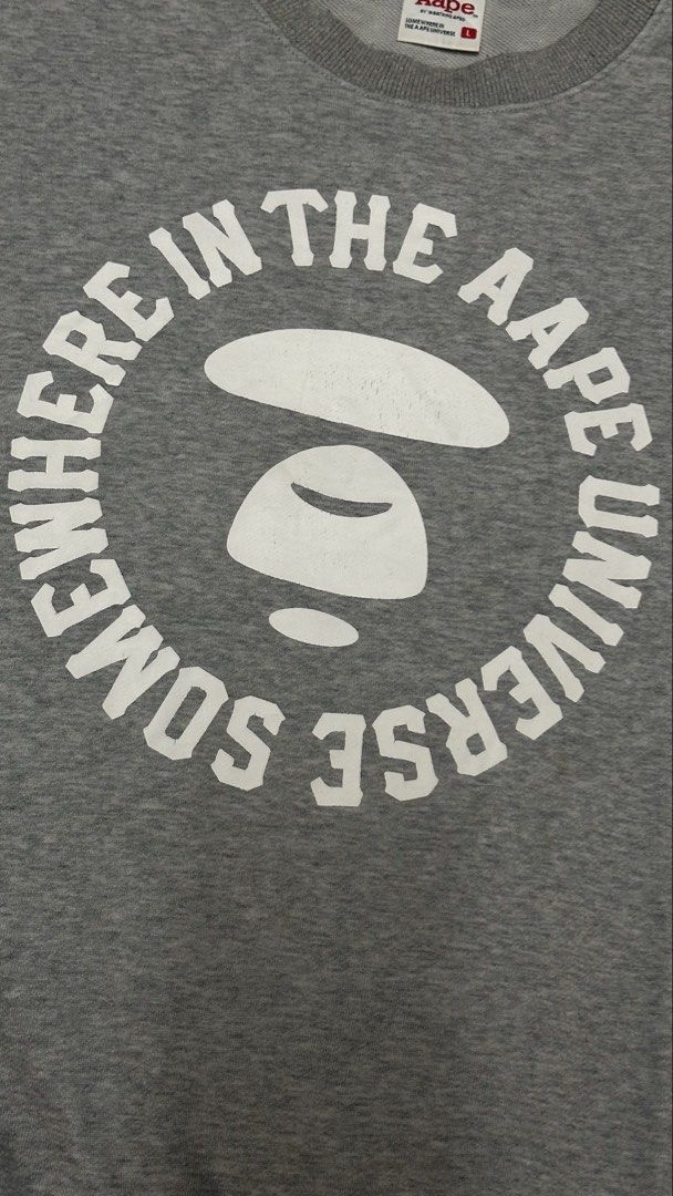 A*pe by a bathing ape crewneck (Category: Coats, Jackets and Outerwear) located in Manila. Submitted by paulovenegaskalakal2020 (Listing ID 1469265620, Image 3). Description: For sale! Kalakal A*pe by a bathing ape crewneck Off- good for psg Large- 22 width x 25.5 length inches Sleeves- 24 inches Minimal crack print Good as new MINE 1,350 +sf.