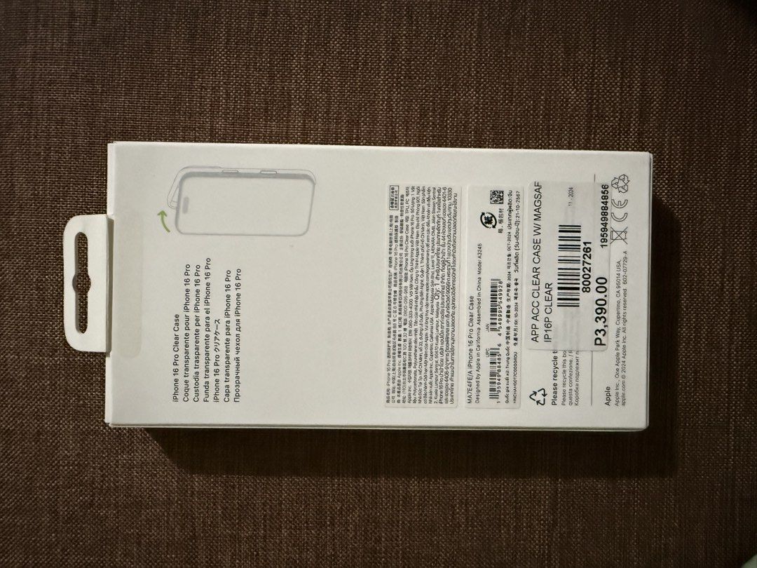 Apple iPhone 16 Pro Magsafe Clesr Case (Category: Cases & Sleeves) located in Antipolo. Submitted by titaaaaan (Listing ID 1469244313, Image 3). Description: -Used once - Bought on Beyond The Box (Orange App).
