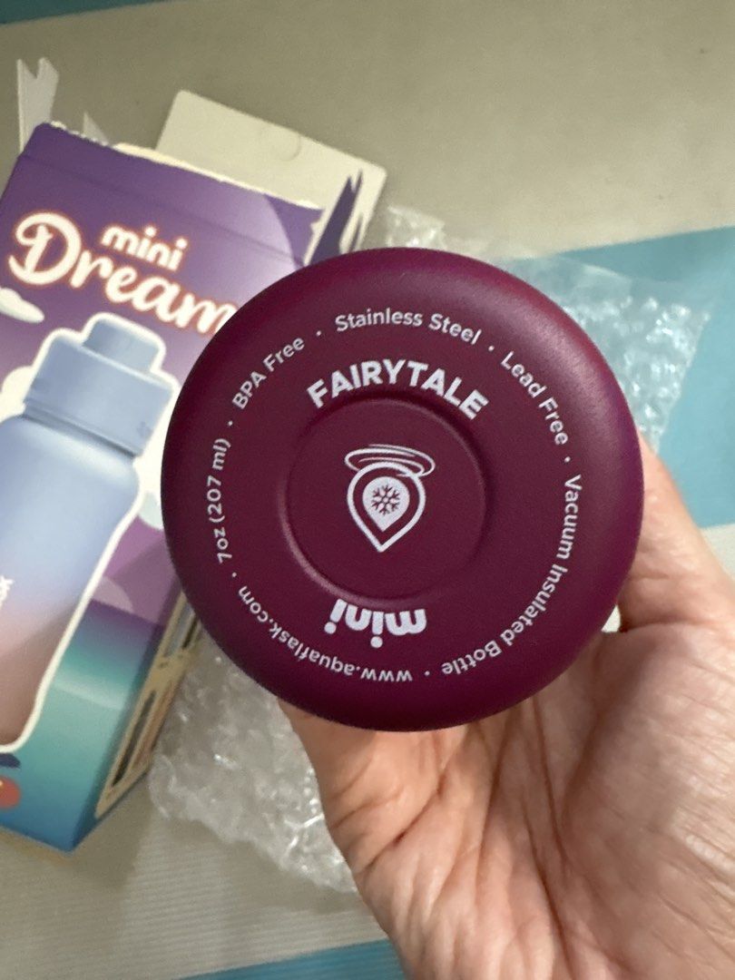 AquaFlask Mini Dream (Category: Water Bottles & Tumblers) located in Cavite. Submitted by stuffsheloved (Listing ID 1469207175, Image 2). Description: - Item: AquaFlask Mini Dream Series Mystery Box Water Bottle - Colorway: Fairytale (Gradient Purple) - Capacity: 7oz / 207 ml - Material: Stainless steel, vacuum insulated, BPA-free, lead-free - Condition: Brand new / Unused (opened only to check color) - Inclusions: Original box included.