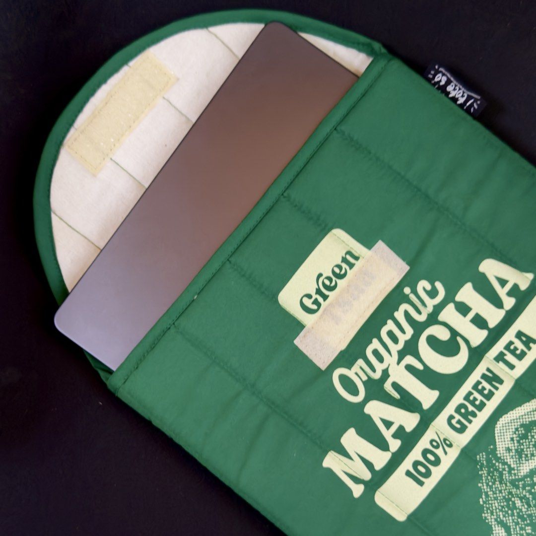 ARTWORK Green Tsaa Laptop Sleeve 13” (Category: Laptop Bags & Sleeves) located in Quezon City. Submitted by czarenjhon (Listing ID 1469391068, Image 3). Description: ARTWORK Green Tsaa (Matcha) Laptop Sleeve - bought last month - fits 13” laptop - RFS: bought a new one.